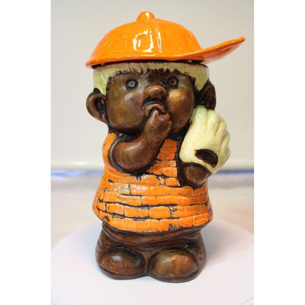 Cookie Jar - Little Baseball Player Orange by Treasure Craft